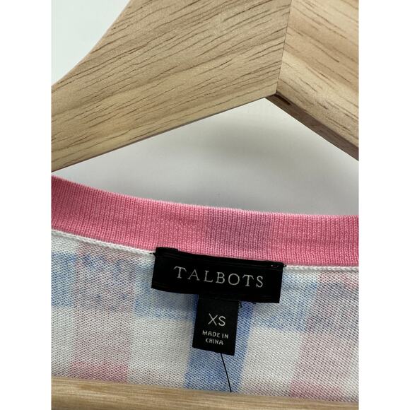 Talbots Pink Blue Short Sleeve Button Cardigan Sweater Women's Size X-Small XS - Picture 6 of 10